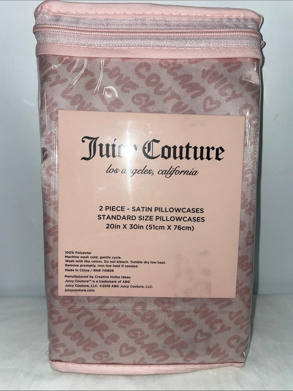 JUICY COUTURE STANDARD SATIN PILLOWCASES (2) FTL-06-082